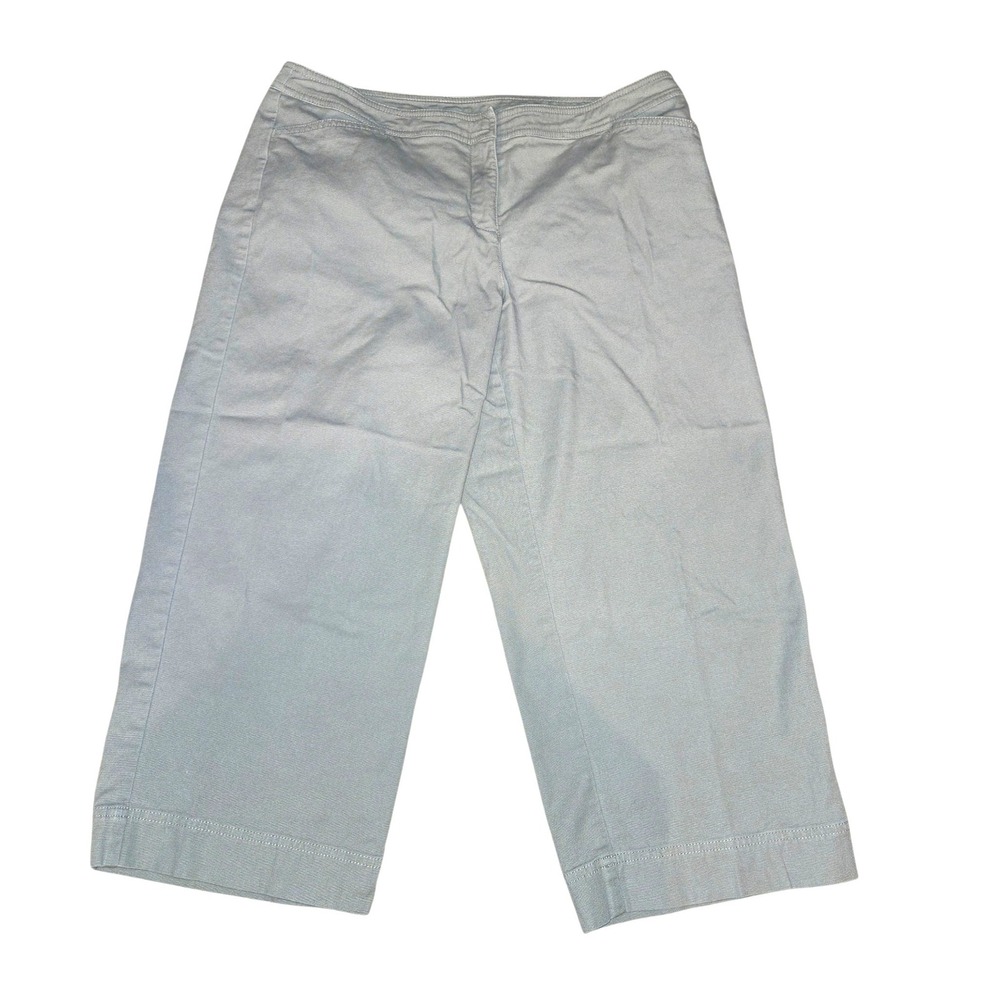 Eileen Fisher Pants Womens PM Sage Gray Cotton Canvas Ankle Cropped Petite